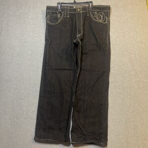 Artful Dodger Jeans Straight Dark Blue Embroidered Flap Pocket Y2K Baggy Skater